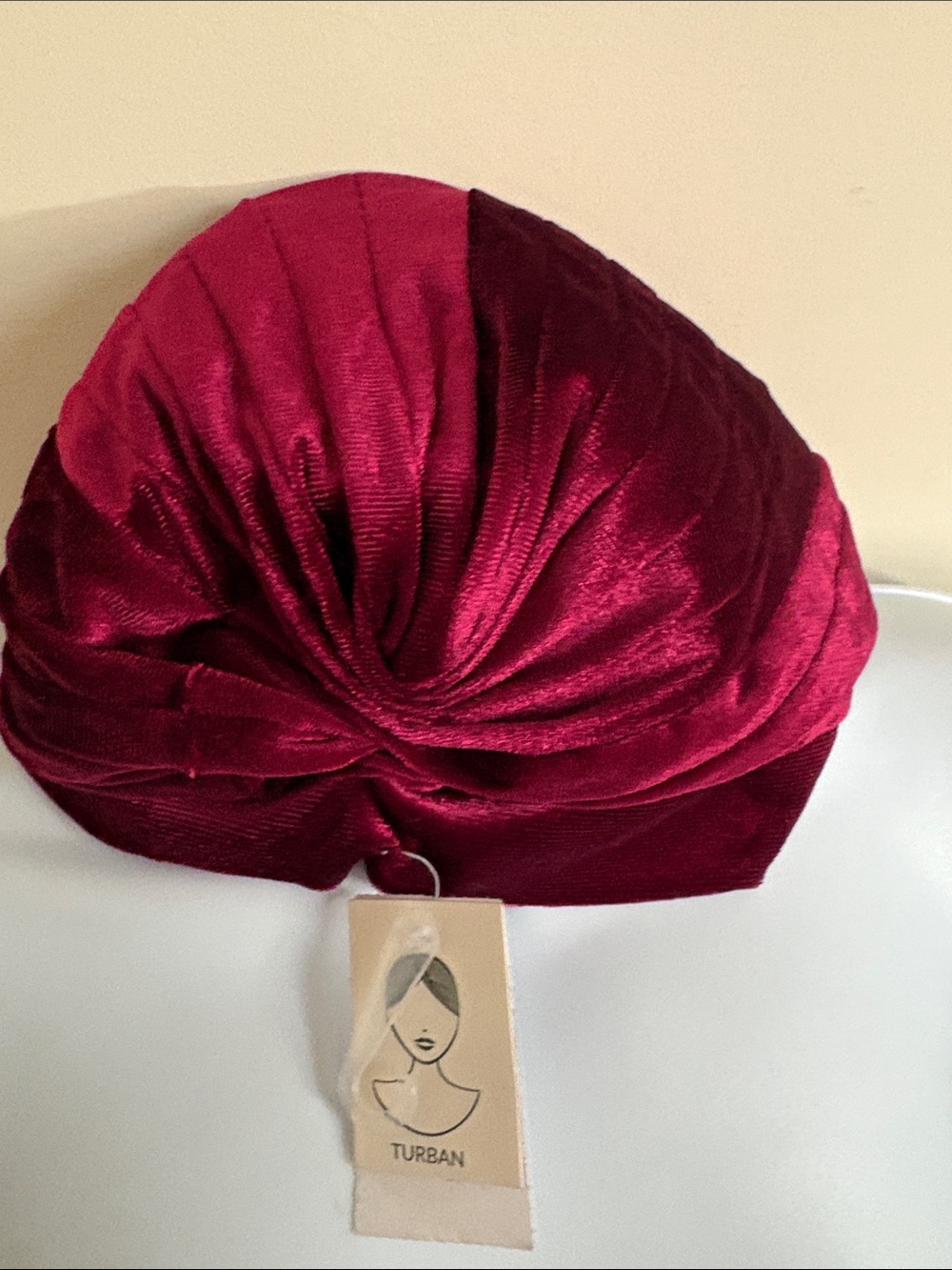 NWT Women’s Velvet Turban Headwrap in Deep Burgundy